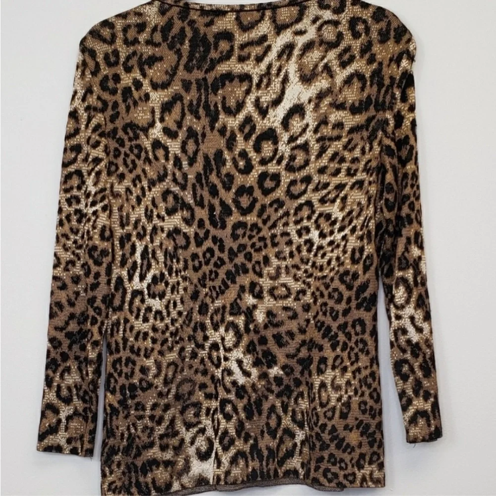 St. John Animal Print Crew Neck Sweater Medium
